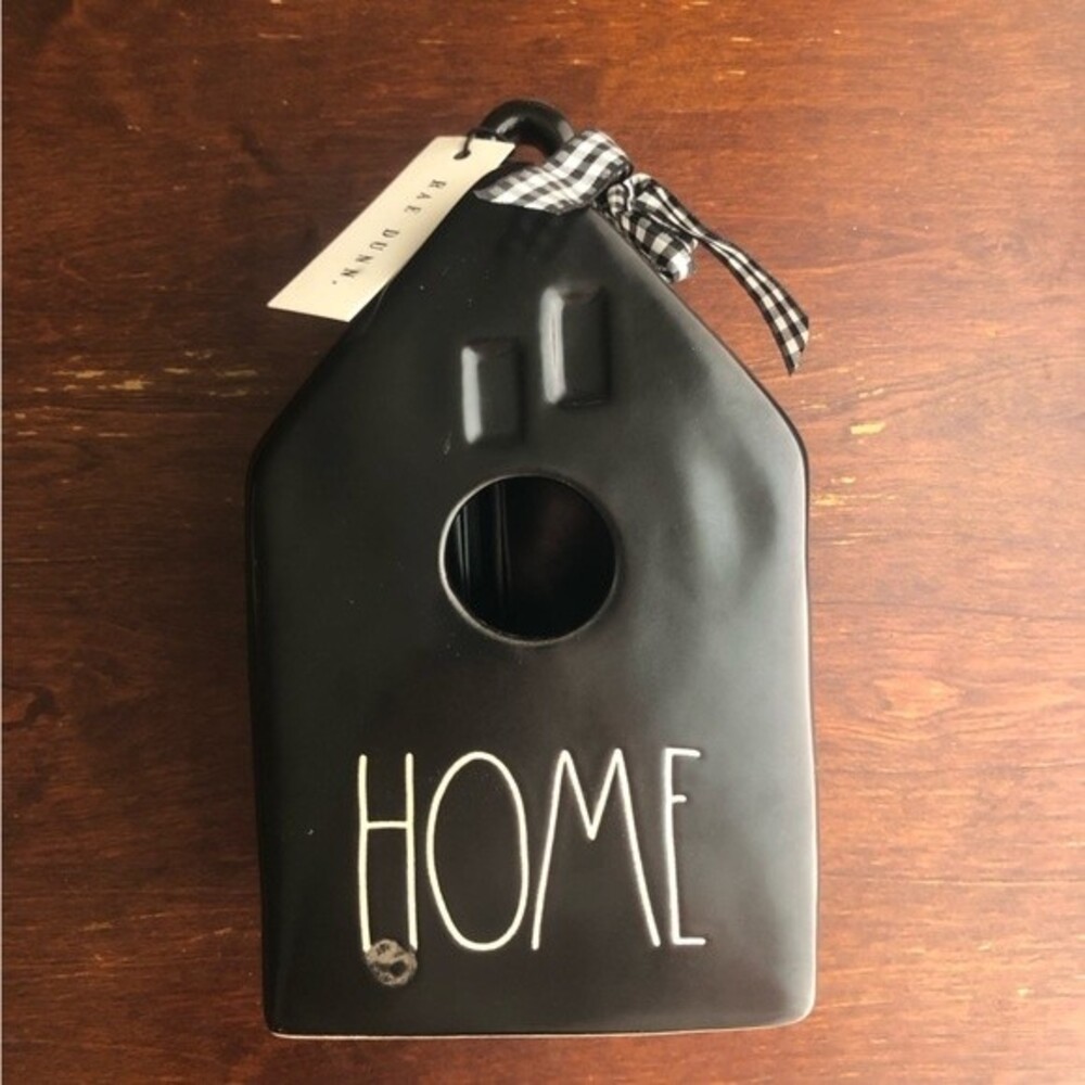 NWT Rae Dunn Black Home Ceramic Birdhouse Artisan Collection